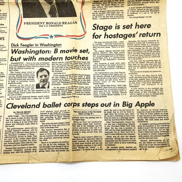 Vtg Collectible 1981 Cleveland Press Ronald Reagan Hostages are Freed Newspaper - Picture 4 of 9